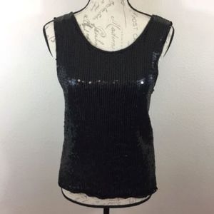 Miss Paillette Sequence Black Tank Size Petite S
